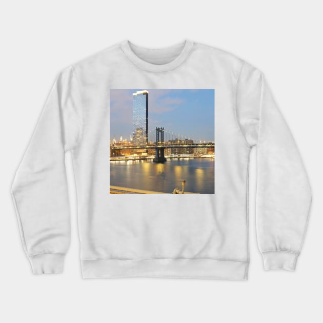 Manhattan Bridge Night Crewneck Sweatshirt by igjustin